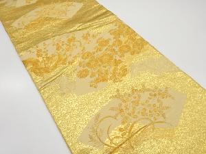 地紙に枝梅・菊模様織り出し袋帯